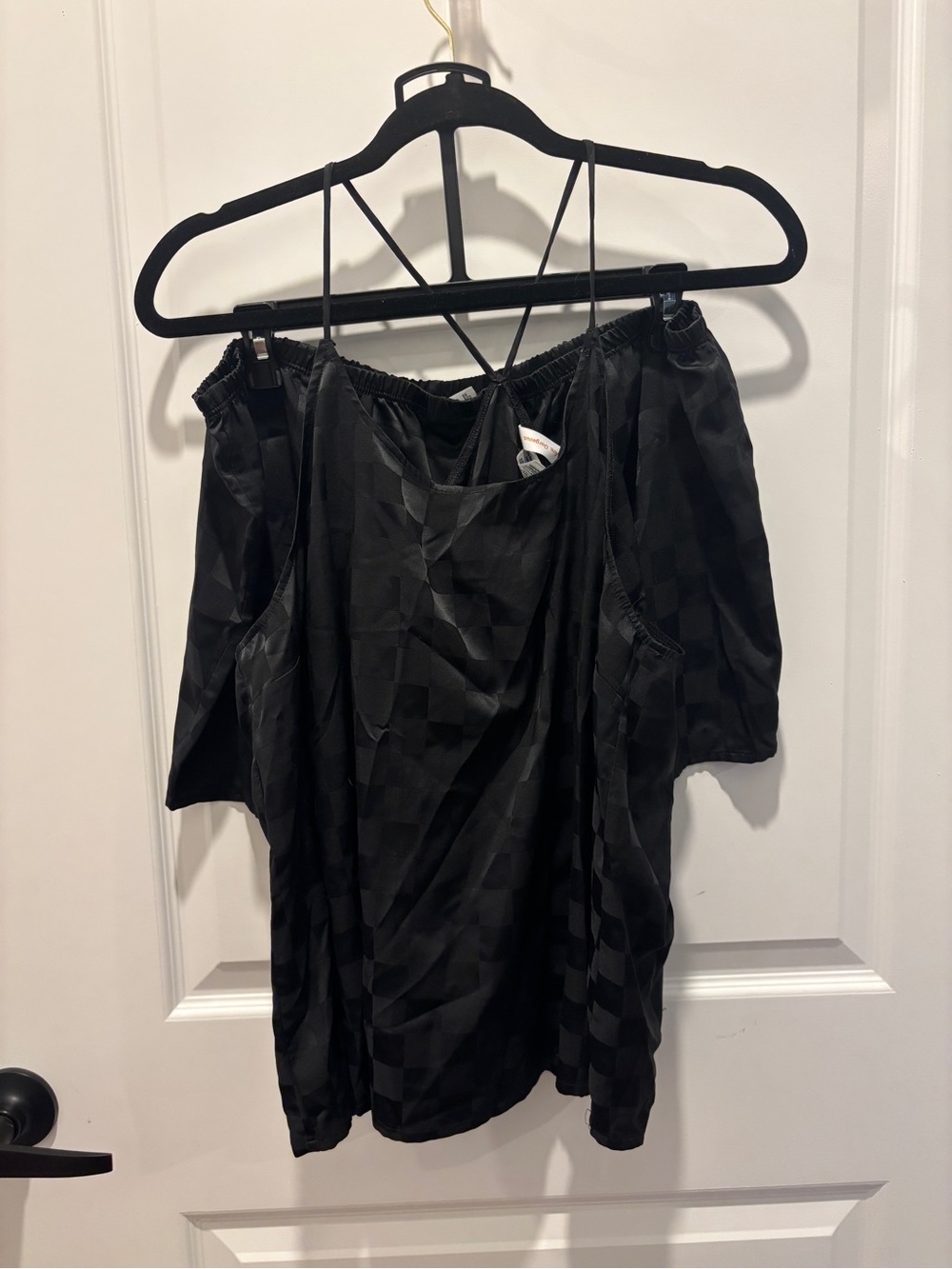 Black Satin Strappy Camisole & Shorts Pajama Set
